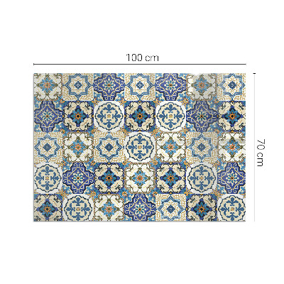 Vetro sotto stufa rettangolare Motivo a mosaico con fiori