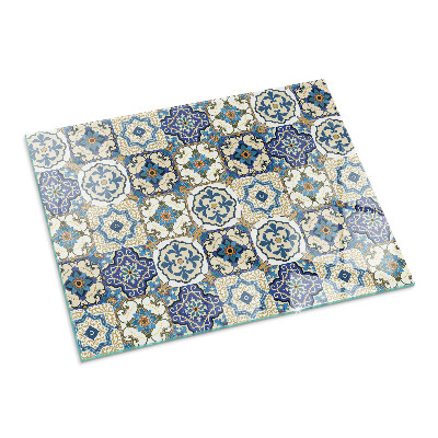 Vetro sotto stufa rettangolare Motivo a mosaico con fiori