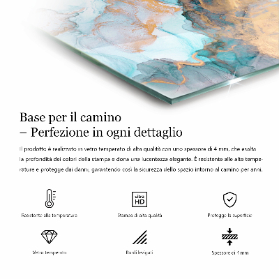 Vetro sotto stufa rettangolare Foglie con motivi sottili