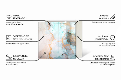 Vetro sotto stufa rettangolare Foglie con motivi sottili