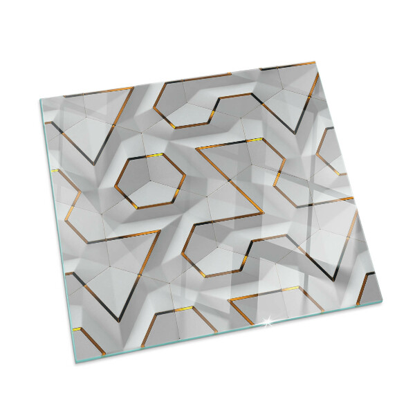 Vetro sotto il camino rettangolare Motivo geometrico 3D