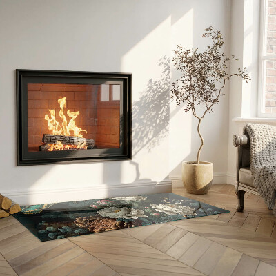 Vetro sotto il camino rettangolare Motivo floreale con farfalle