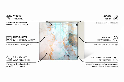Vetro sotto stufa rettangolare Foglie eleganti nella consistenza