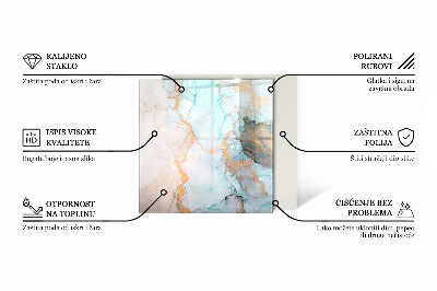 Vetro sotto stufa rettangolare Foglie eleganti nella consistenza