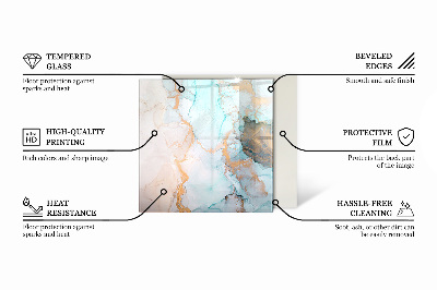 Vetro sotto stufa rettangolare Foglie eleganti nella consistenza
