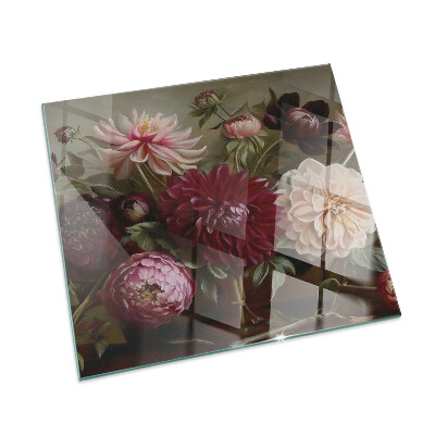 Vetro sotto il camino rettangolare Bouquet di fiori in dettaglio