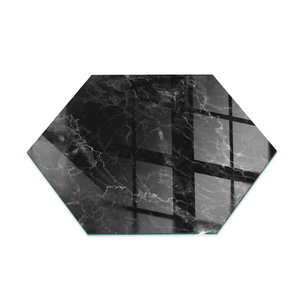 Vetro sotto stufa esagonale Elegante motivo in marmo