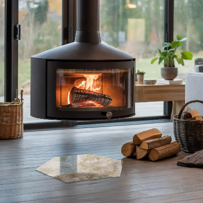 Lastra in vetro per caminetto esagonale Delicati motivi a foglia