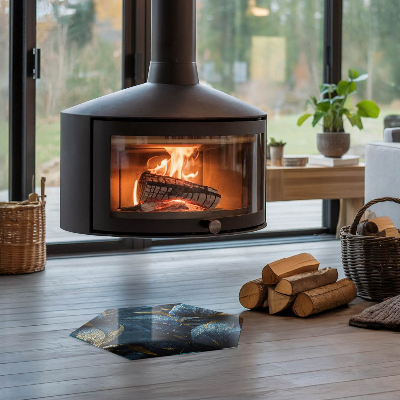 Lastra in vetro per caminetto esagonale Foglie eleganti nella struttura