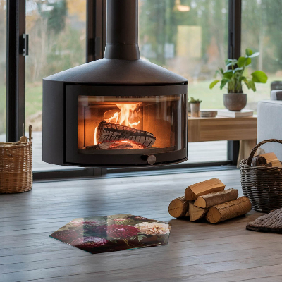 Vetro sotto stufa esagonale Dettaglio floreale in piena fioritura