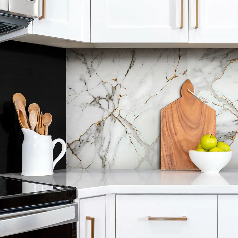 Pannello murale effetto marmo – Rivestimento in PVC 120x60 cm | Resistente all'acqua, ai raggi UV e all'umidità | Alternativa piastrelle Black02 | Leroy Merlin