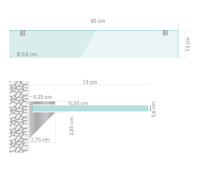Mensola in vetro da parete trasparente