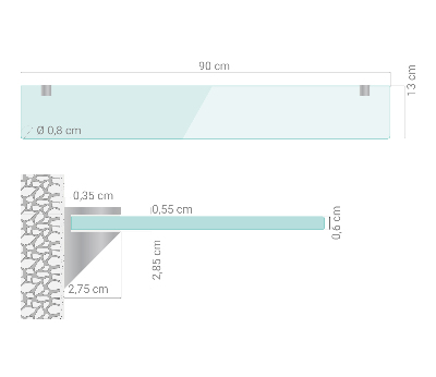 Mensola in vetro da parete trasparente