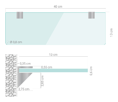 Mensola in vetro da parete trasparente