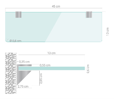 Mensola in vetro da parete trasparente