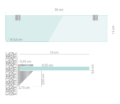 Mensola in vetro da parete trasparente