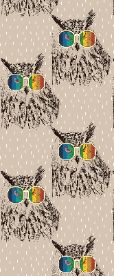 Tenda a rullo per porta finestra con stampa di gufi con occhiali colorati
