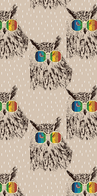 Tenda a rullo per porta finestra con stampa di gufi con occhiali colorati