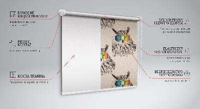 Tenda a rullo per porta finestra con stampa di gufi con occhiali colorati