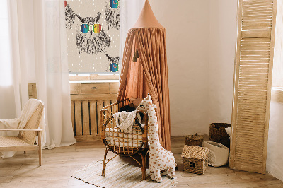 Tenda a rullo per porta finestra con stampa di gufi con occhiali colorati