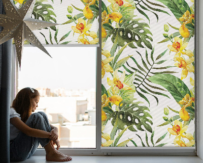 Tenda a rullo per finestra con fantasia a fiori gialli