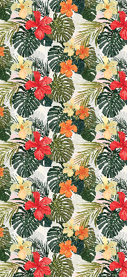Tenda a rullo per porta finestra con stampa di fiori e foglie tropicali