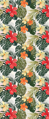 Tenda a rullo per porta finestra con stampa di fiori e foglie tropicali