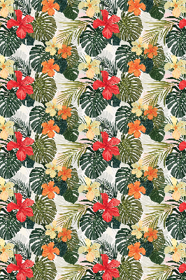 Tenda a rullo per porta finestra con stampa di fiori e foglie tropicali