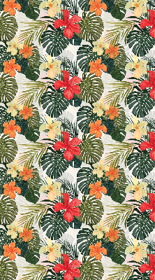 Tenda a rullo per porta finestra con stampa di fiori e foglie tropicali