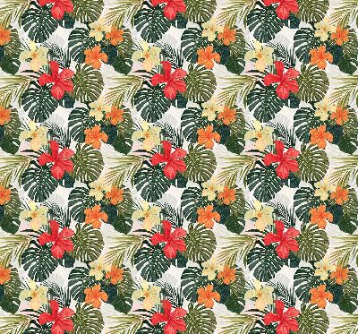 Tenda a rullo per porta finestra con stampa di fiori e foglie tropicali