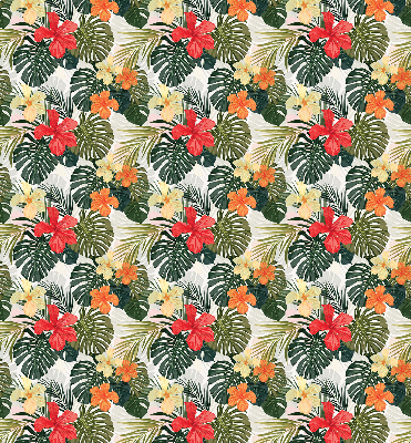 Tenda a rullo per porta finestra con stampa di fiori e foglie tropicali