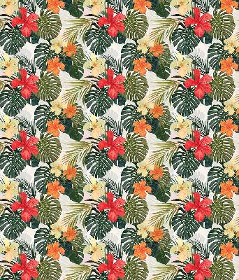 Tenda a rullo per porta finestra con stampa di fiori e foglie tropicali