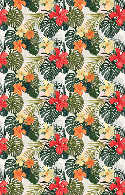 Tenda a rullo per porta finestra con stampa di fiori e foglie tropicali