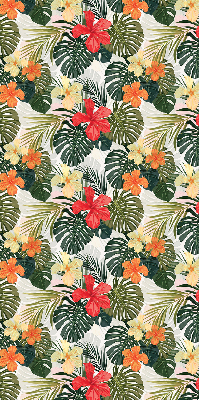 Tenda a rullo per porta finestra con stampa di fiori e foglie tropicali
