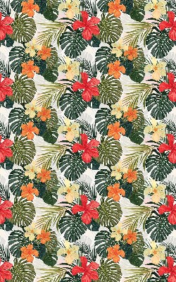 Tenda a rullo per porta finestra con stampa di fiori e foglie tropicali