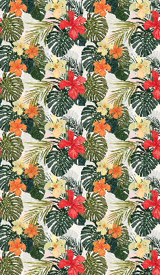 Tenda a rullo per porta finestra con stampa di fiori e foglie tropicali