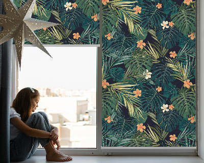 Tenda a rullo per interni con stampa di foglie e fiori tropicali