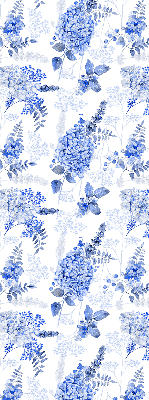 Tenda a rullo per interni con fantasia di fiori blu