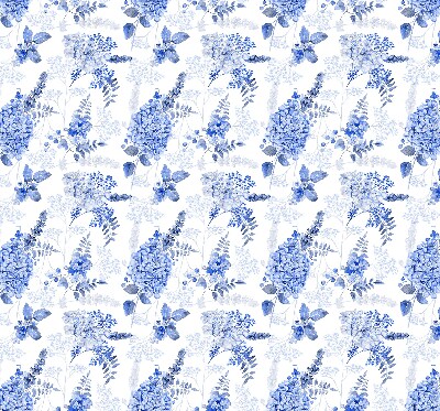 Tenda a rullo per interni con fantasia di fiori blu