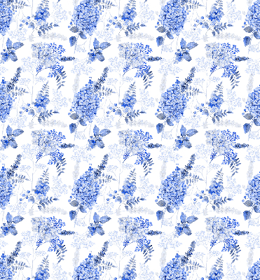 Tenda a rullo per interni con fantasia di fiori blu