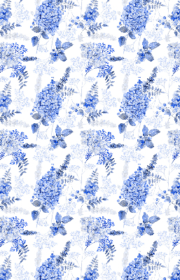 Tenda a rullo per interni con fantasia di fiori blu