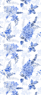 Tenda a rullo per interni con fantasia di fiori blu