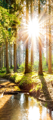 Tenda a rullo per finestra con stampa del sole che splende tra gli alberi