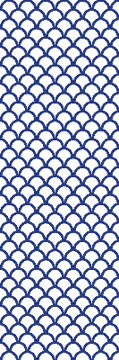 Tenda a rullo per interni con fantasia a squame blu