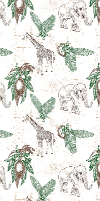 Tenda a rullo interna per finestra con stampa di giraffe, elefanti e foglie