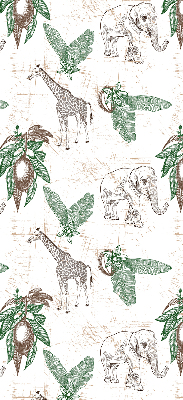 Tenda a rullo interna per finestra con stampa di giraffe, elefanti e foglie