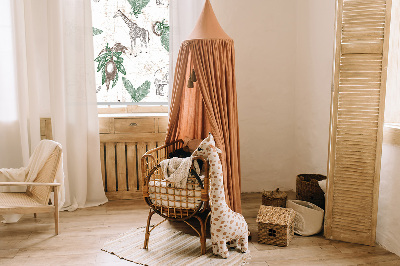 Tenda a rullo interna per finestra con stampa di giraffe, elefanti e foglie