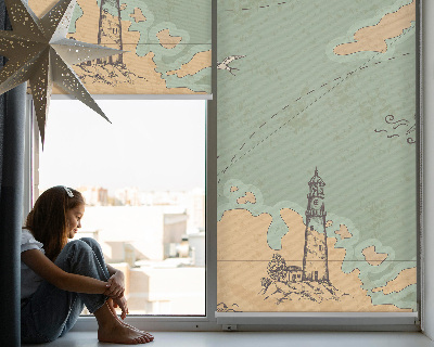 Tenda a rullo da interno con stampa a tema mappa dell'oceano