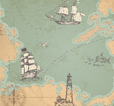 Tenda a rullo da interno con stampa a tema mappa dell'oceano