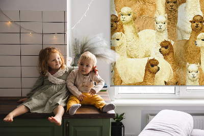 Tenda a rullo per finestra con stampa di un branco di alpaca